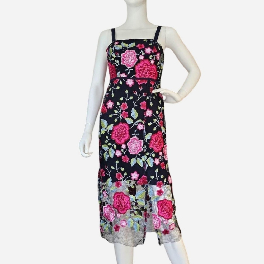 SAM EDELMANβ size 0 Floral Embroidered Women's Midi Dress